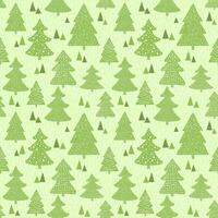 Seamless green pattern with hand drawn Christmas trees vector