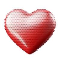Halftone dotted red heart shape for trendy y2k retro collage. textured photocopy effect 3d heart vector