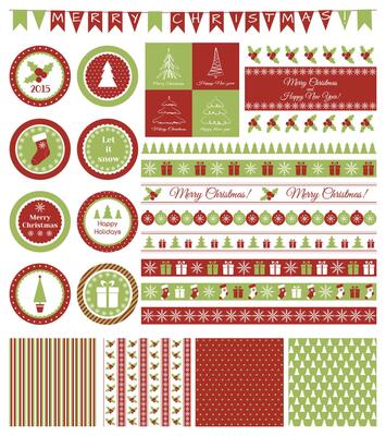 Set of design elements for Christmas party