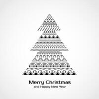 Greeting card with Christmas tree in tribal style vector