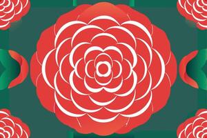 Red Rose Flower Pattern Green Background vector
