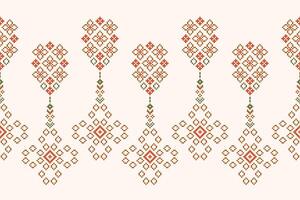 Pixel art design brown cream color background fabric pattern motif art. vector