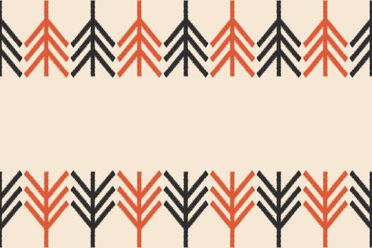 Ethnic brown cream background Ikat pattern with motif design fabric pattern. vector