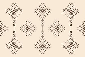 Brown cream color background pixel art design fabric pattern motif. vector