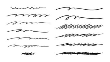 13 Hand Drawn Doodle Highlight Underlines vector
