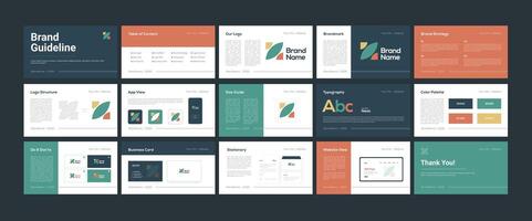 Logo Guideline template. Logo Guide Book. Logotype presentation. Corporate Guide line identity presentation. Colorful Brand Guidelines template. vector
