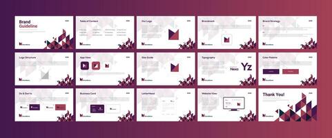 Modern Brand Guidelines landscape layout template. Brand identity presentation. Manual template design. vector