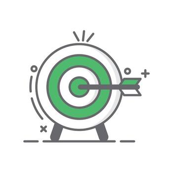 goals target icon symbolizing success and progress in management development black and white linear icon isolated white background, vector
