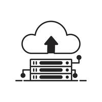 cloud service data upload line icon. Local network and cloud based solutions.black and white linear icon isolated white background vector