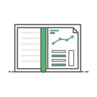 static data book company, black and white linear icon isolated white background vector