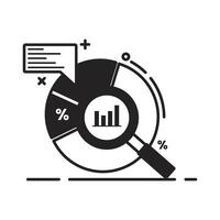 Data analyst researcher scientist content, black and white linear icon isolated white background vector