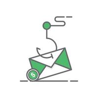 email phising Cyber crime, phishing, stealing personal data. linear icon isolated white background vector
