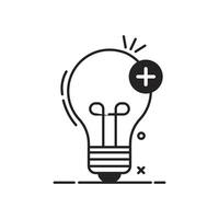 light bulb idea, black and white linear icon isolated white background. vector