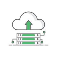 cloud service data upload line icon. Local network and cloud based solutions.black and white linear icon isolated white background. vector