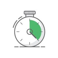 counting down watch timer clock icon, black and white linear icon isolated white background. vector