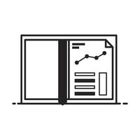 static data book company, black and white linear icon isolated white background. vector