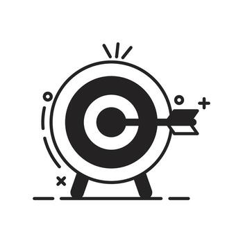 goals target icon symbolizing success and progress in management development black and white linear icon isolated white background, vector