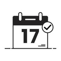 Calendar Icon .Appointment schedule flat icon, checklist deadline done, black and white linear icon isolated white background. vector