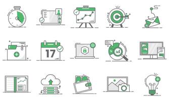Set of icon company or start up structure organization, linear icon isolated white background. vector