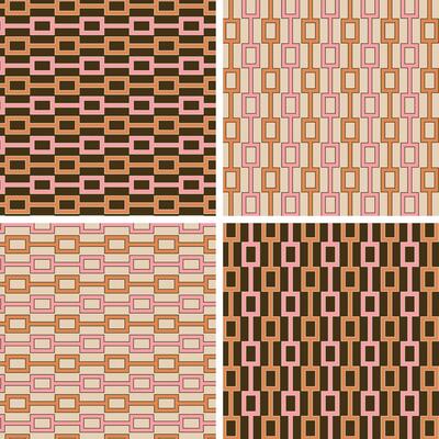Abstract seamless pattern with brown orange pink rectangles and stripes