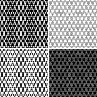 black white seamless geometric pattern with hexagons