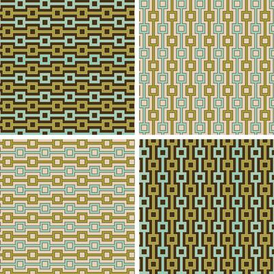 Abstract seamless pattern with brown green and blue squares and stripes