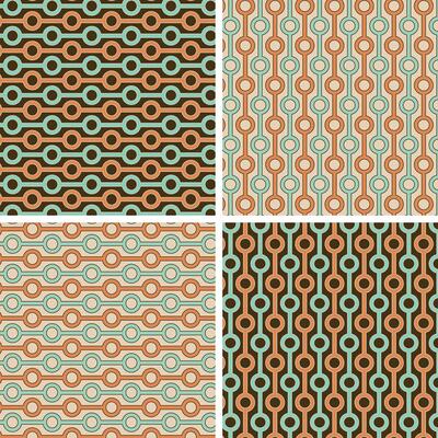 Abstract seamless pattern with brown orange blue circles and stripes