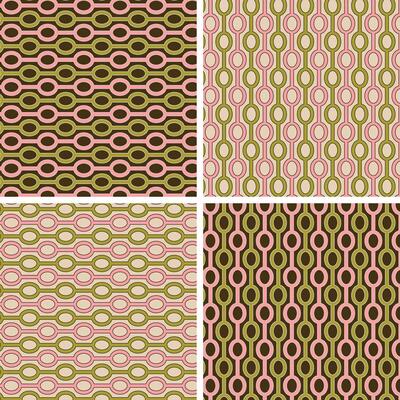 Abstract seamless pattern with brown pink green ovals and stripes