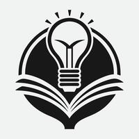 Minimalist Black and White Open Book Logo Icon for Educational Themes. vector