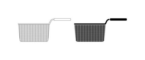 deep fat fryer icon set isolated on white background vector