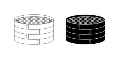 chinese bamboo steamer icon set isolated on white background vector