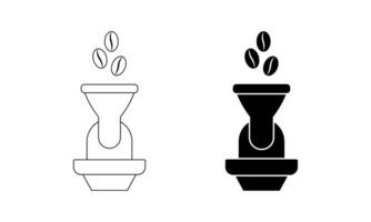 outline silhouette coffee roaster icon set isolated on white background vector