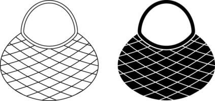 outline silhouette String bag icon set vector