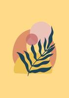 Abstract geometric, natural shapes poster set in mid century style. vector
