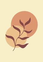 Minimalist Botanical Illustration With Abstract Shapes. Boho Style Wall Art Set. Picture Frames With Abstract Leaves And Shapes For Decoration vector