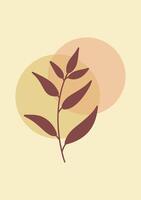 Boho Abstract Hand Drawn Plant Twig with Leaves vector