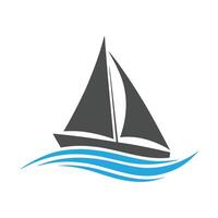 Minimalist Sailboat Illustration with Waves vector