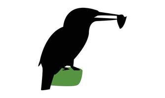 Kingfisher With Fish Silhouette vector