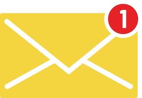 Mail notification icon. Envelope with a letter sign. One new notice symbol. flat style. vector
