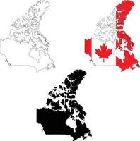Canada flag map. Outline map of Canada. Canada map silhouette vector