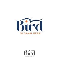 Bird letter logo icon with head bird outline style sign symbol vector