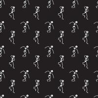 Dancing skeletons on a black background. Seamless pattern. vector