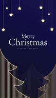 Christmas and New Year's Eve Vertical background with Gold luxurious themed Christmas tree in outline grid ornament shape. vector