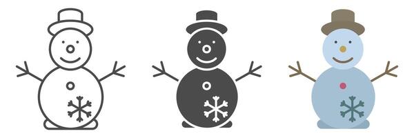 Drawing of a snowman. Christmas snowman in different styles. Snowman. Symbol of Christmas. vector