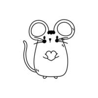 Cute Doodle Mouse. Baby mouse illustration vector