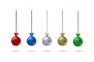 Set Of Christmas Ball. Baubles Collection Isolated On White Background. vector