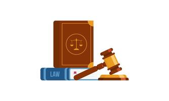 Law and Justice Concept with Scales Judge, Gavel Book, and Hammer Illustration vector