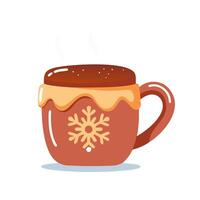 Cozy Hot Cocoa Mug Icon with Snowflake vector