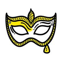 New Year Party Mask Doodle Art Icon vector