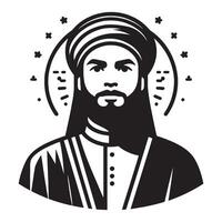 The icon of a man with a beard and turban vector